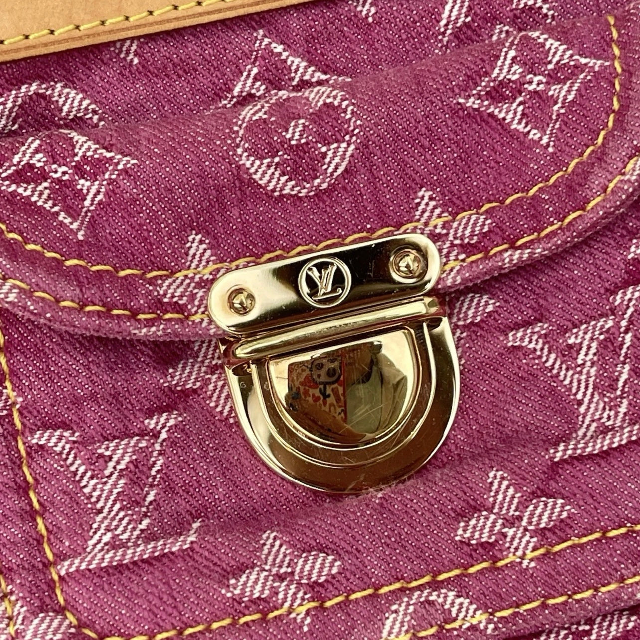 Louis Vuitton pink denim baggy PM shoulder bag