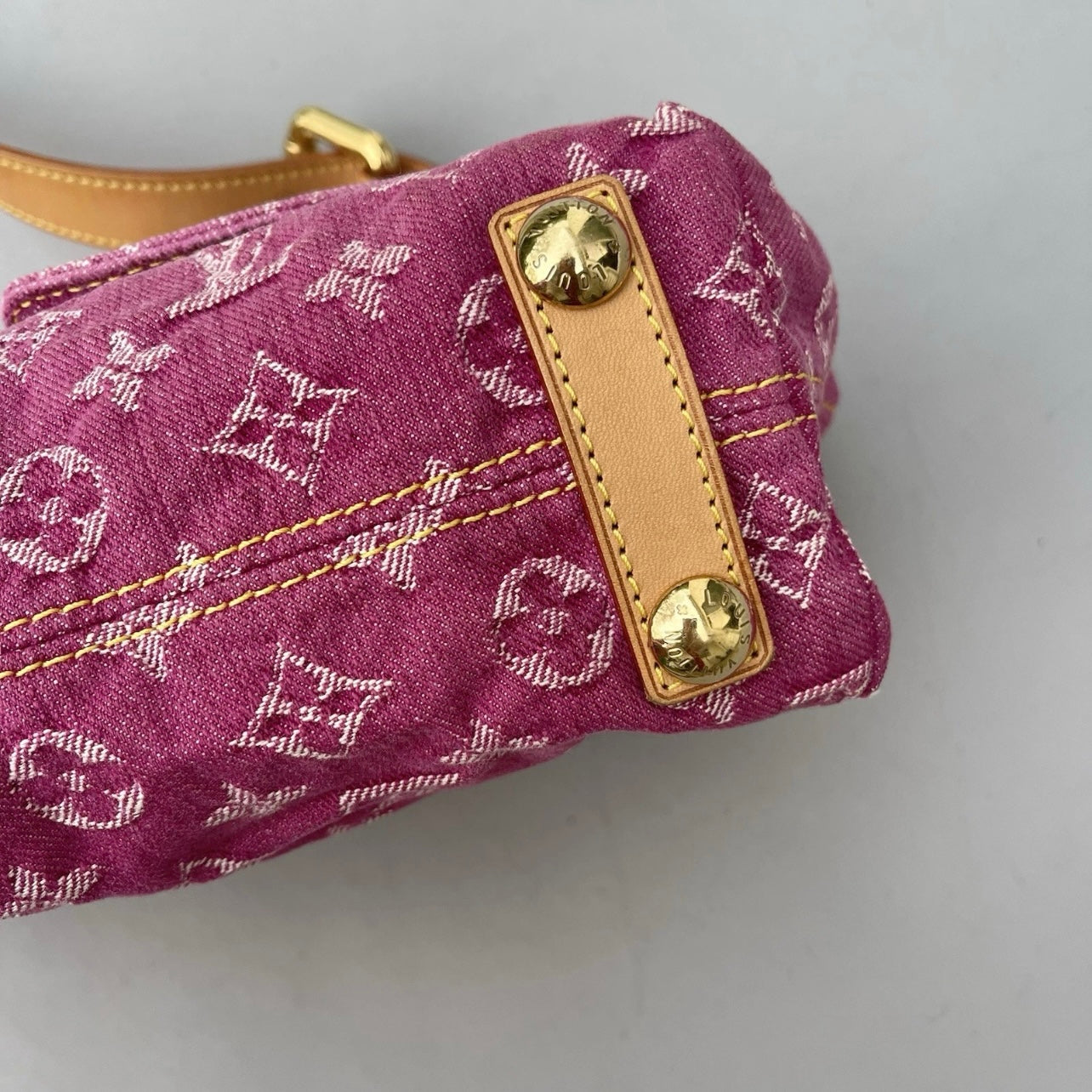 Louis Vuitton pink denim baggy PM shoulder bag