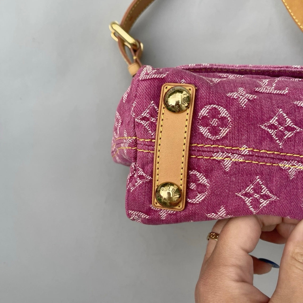Louis Vuitton pink denim baggy PM shoulder bag