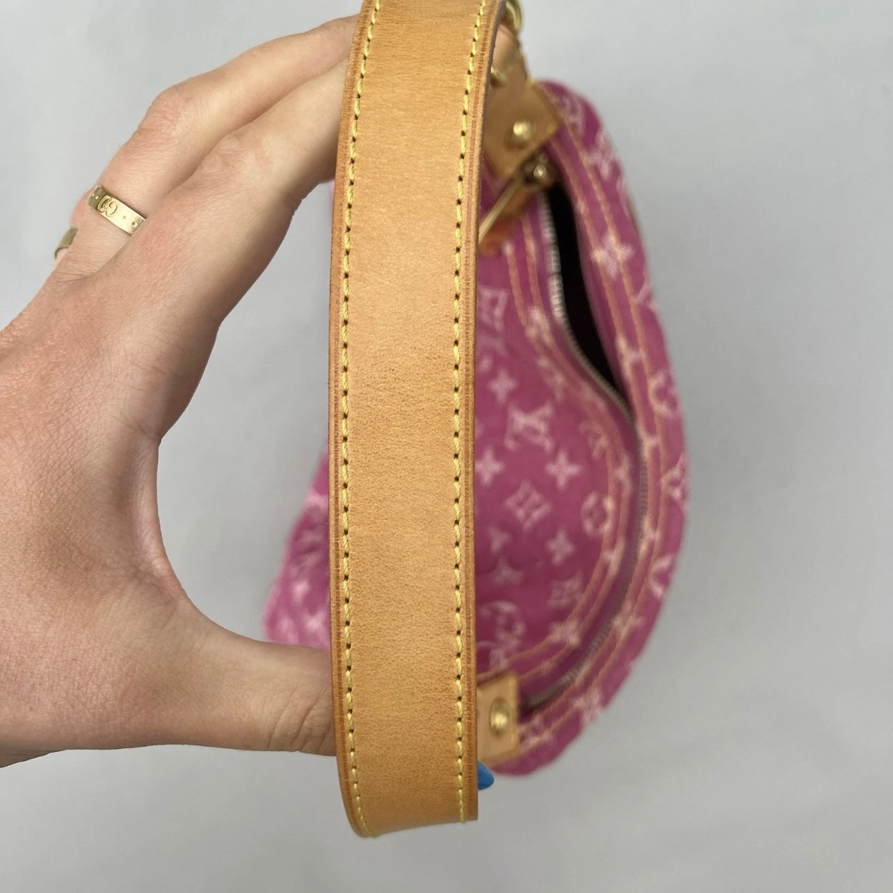 Louis Vuitton pink denim baggy PM shoulder bag
