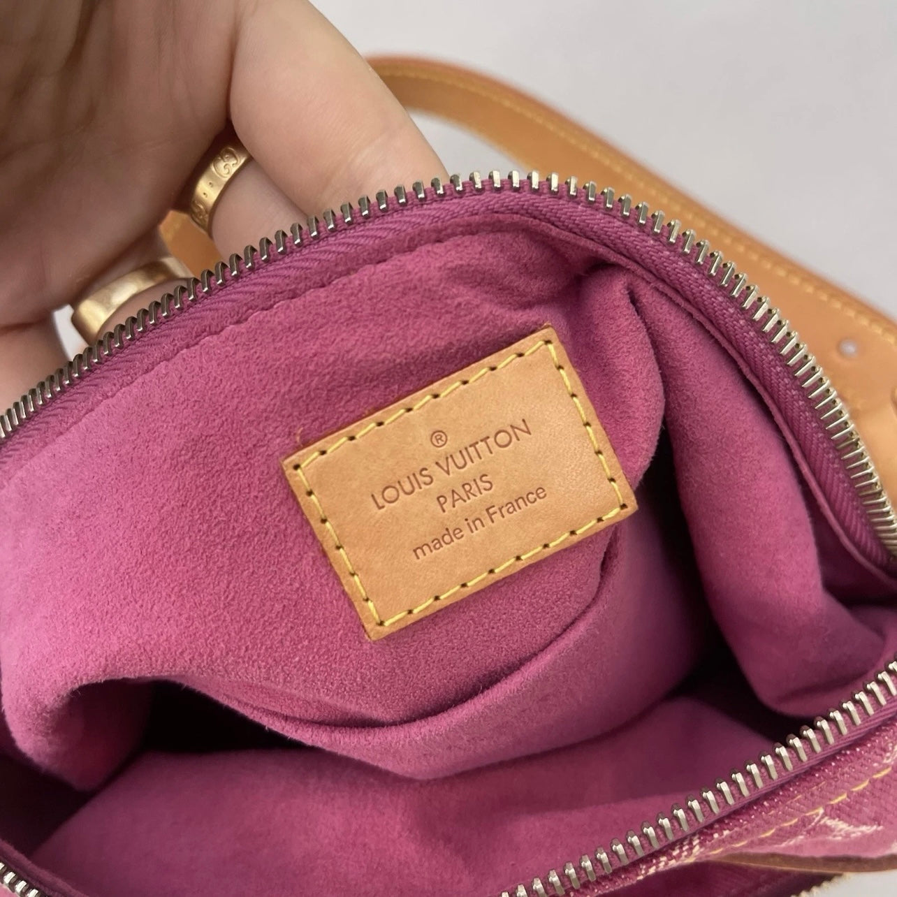 Louis Vuitton pink denim baggy PM shoulder bag