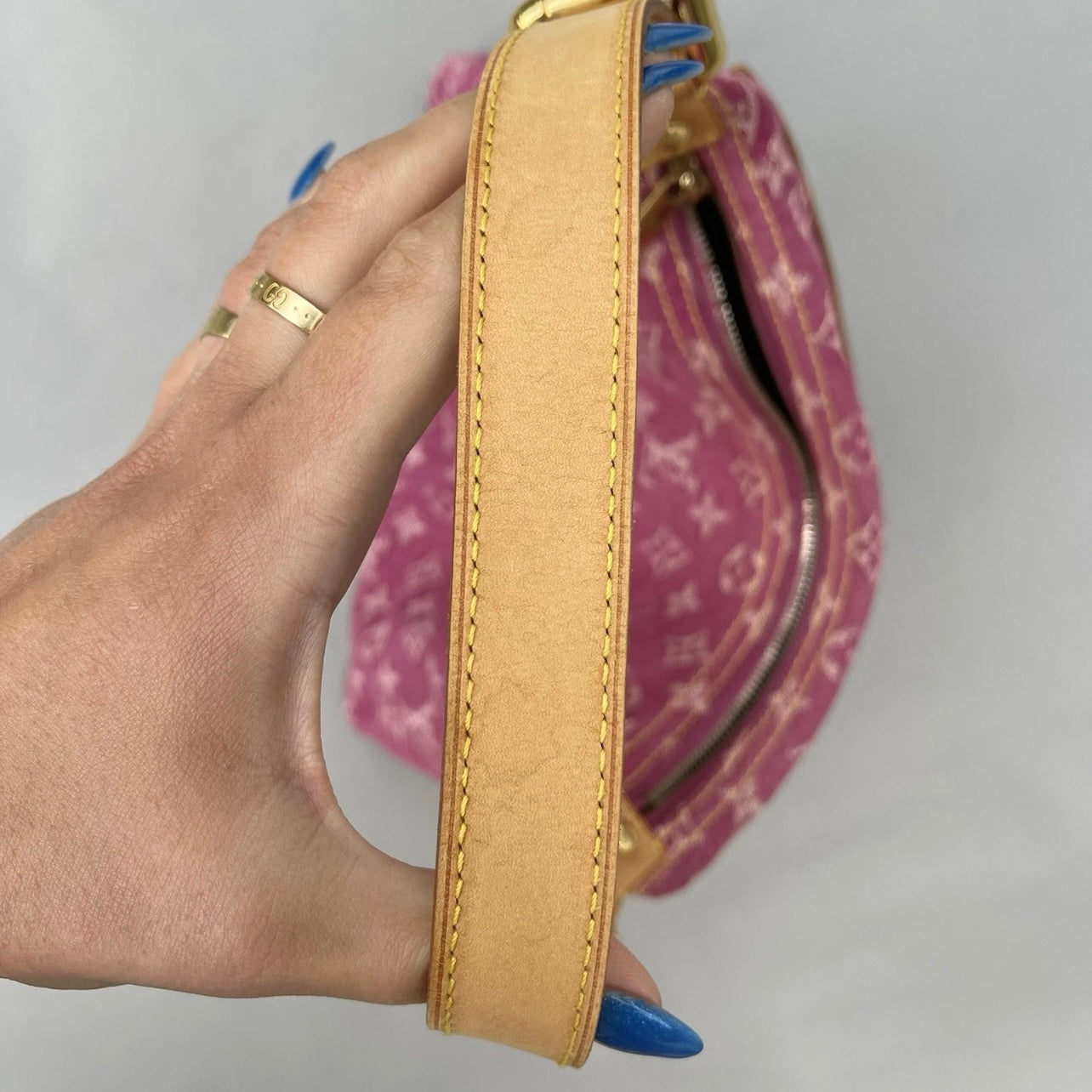 Louis Vuitton pink denim baggy PM shoulder bag